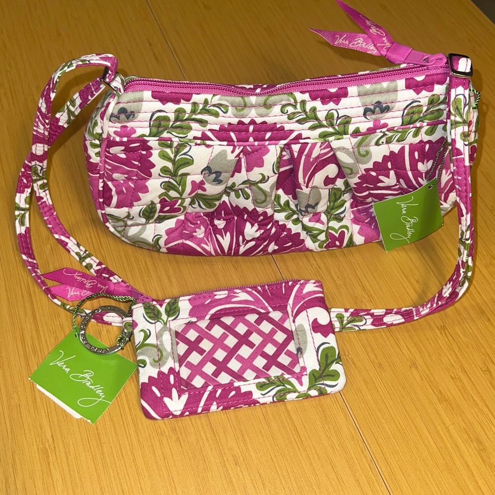 NWT- Vera Bradley Pink and Green Floral Shoulder Bag- 2 PC